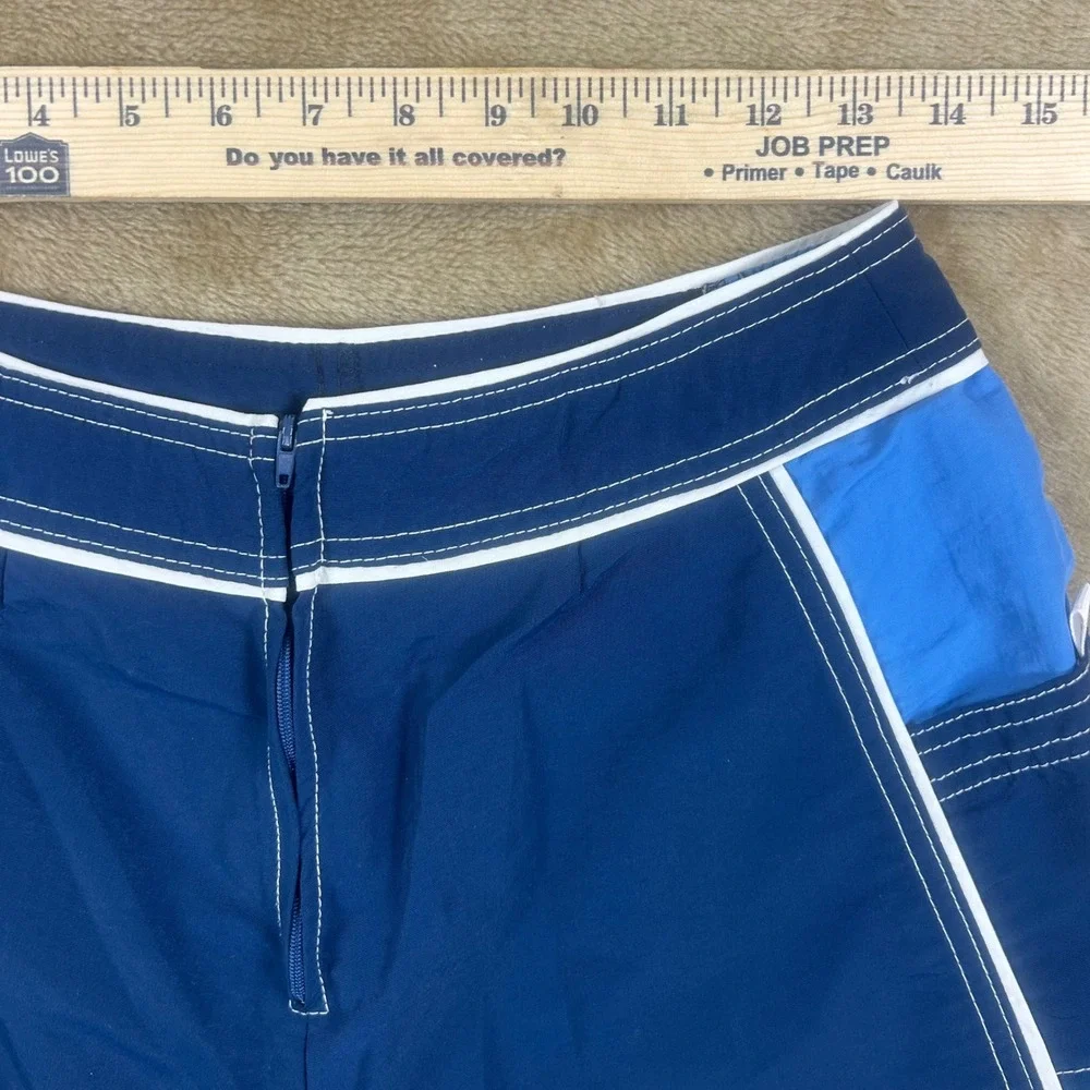 Sideout Womens Vintage Blue Colorblock Swim Skort Shorts Size 9 CQW6245 USA Made